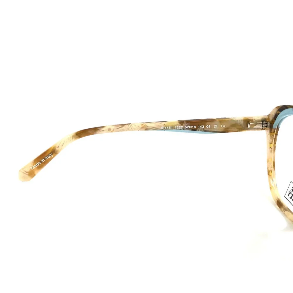 J.F. Rey Eyeglasses Frames JF1551 1222 Brown Horn Blue Asymmetrical 52-18-143
